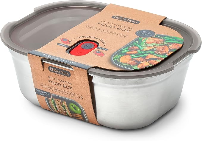 BLACK + BLUM Microwavable Stainless Steel Lunch Box | Multi-Function, Vacuum Sealed Container for Healthy Food | Portable and Stackable Food Storage for Office and Outdoor | 40 oz / 1200 ml | Leak Proof & Airtight, Durable & Reusable, Stackable Food St...