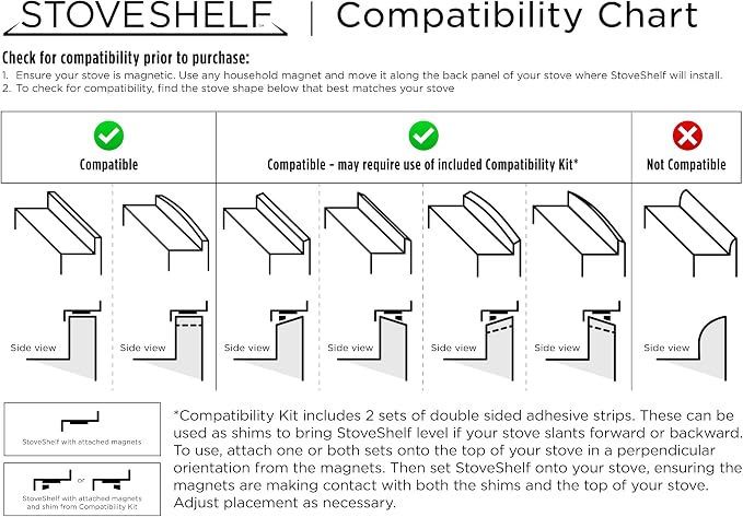 StoveShelf 30" Length Stainless Steel Finish Magnetic Shelf for Kitchen Stove - Kitchen Storage Solution with Zero Installation - Over Stove Spice Rack Organizer