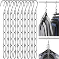 NiHome Clothing Chain Hanger 10-Pack, Metal Closet Organizer Space Saving Hangers with 7 Holes, College Dorm Room Essentials, Closet Organizers & Storage for Home, Office, Cruise & Travel
