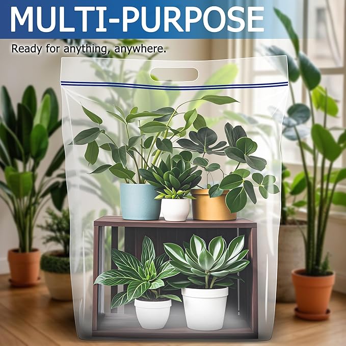 15 Gallon Large Storage Bags, 3.5 Mil Thick Clear Plastic Zipper Bags with Handles, 24" x 24" Large Heavy Duty for Home, Travel, and Moving (15 Packs)