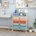Moccha 12-Drawer Rolling Storage Cart - Utility Cart on Wheels with Lockable Casters for Craft Art Supply Paper Salon, Mobile Drawer Carts for Classroom Teacher School Office, Macaron