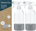 Grove Co. Refillable Glass Spray Bottles for Cleaning, 2 x 16 oz Bottles | Reusable; Custom Labels; Compatible with Grove Co. Cleaning Concentrates; No Plastic Waste; Durable, Recycled Glass