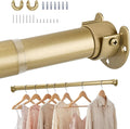 Adjustable Closet Rod for Hanging Clothes, 17-54inch Heavy Duty Metal tension clothes rod，1.3Inches Closet Pole with Hardware Kit for Closet Organization Laundry Room RV, Gold