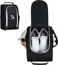 Golkcurx Golf Shoe Bag Travel Sport Shoe Carrier Bags for Men Women, Black | Zippered, Side Accessory Pockets, for Socks, Tees, Golf Balls, Travel Sport Shoe Carrier, Golf Accessories, Golf Gifts