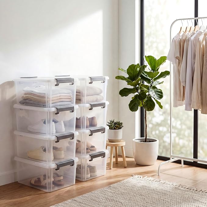 Citylife 17 QT Plastic Storage Bins with Latching Lids Stackable Storage Containers for Organizing Large Clear Storage Box for Garage, Closet, Classroom, Kitchen, 2 Packs