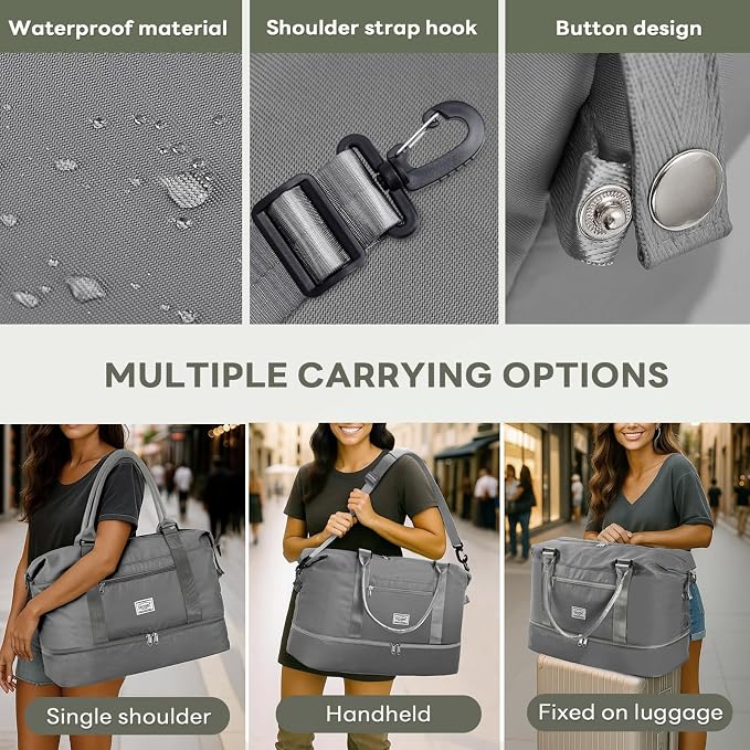 TANTOMI Travel Duffle Bag for Women Personal Item Travel Bag with Shoes Compartment, Weekender Overnight Bag Carry On Duffle Bag Tote Gym Bag for Travel, Sports, Hospital, Dance