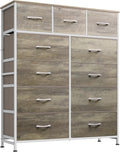 WLIVE Tall Dresser for Bedroom, Fabric Dressers Storage Tower, Dresser & Chest of Drawers Organizer Unit with 11 Drawers, Storage Cabinet, Hallway, Closets, Steel Frame, Wood Top, Greige