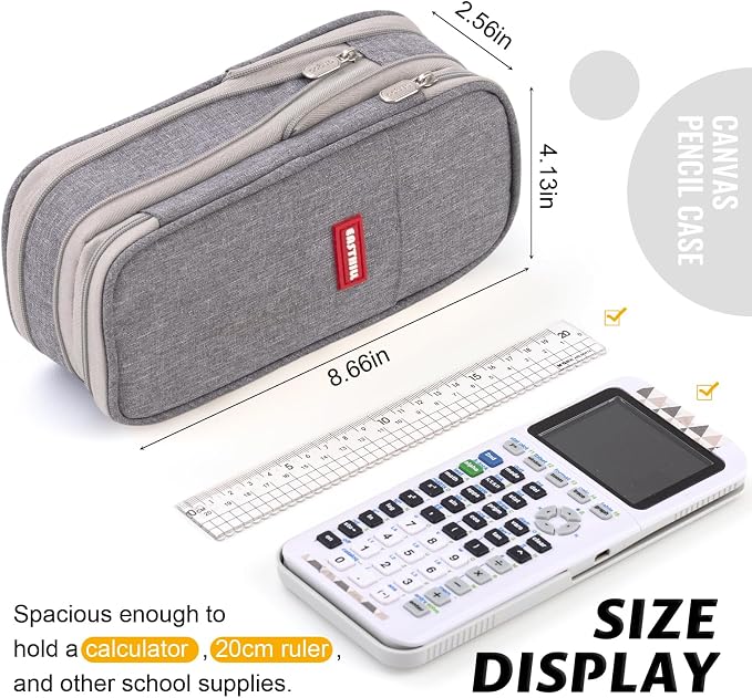 EASTHILL Big Capacity Pencil Pen Case Office College School Large Storage High Capacity Bag Pouch Holder Box Organizer (Gray)