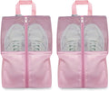 Shoe Bags For Travel, Used As For Storage or Shoe Travel Bag, Featuring Waterproof Nylon Sneaker Bag. (Light Pink, 2 Pack, Medium)