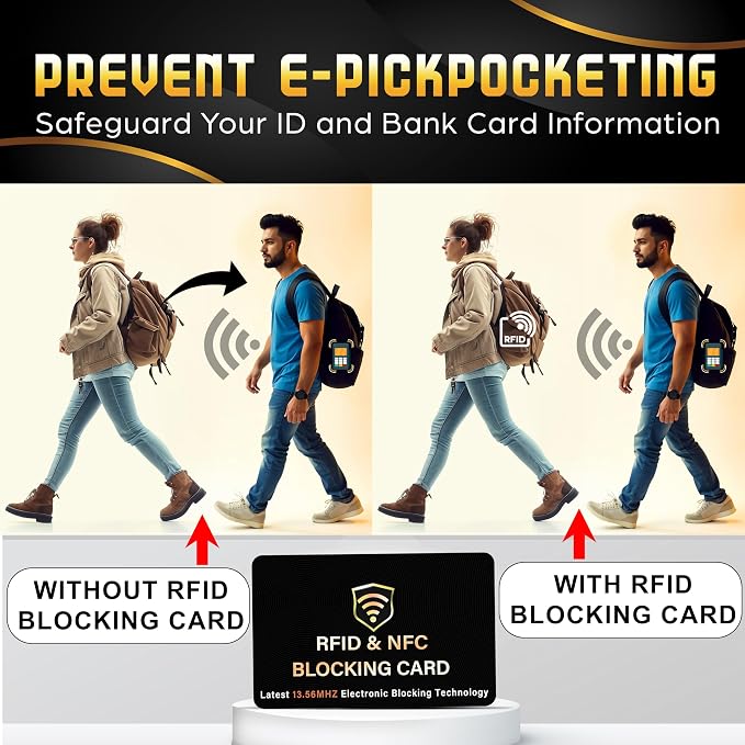 SaiTech IT RFID Blocking Card for Credit Debit ID Card, Black | Slim Anti-Theft Contactless NFC RFID Blocker Protector, Easily Fit into Wallet and Purse, for Men & Women