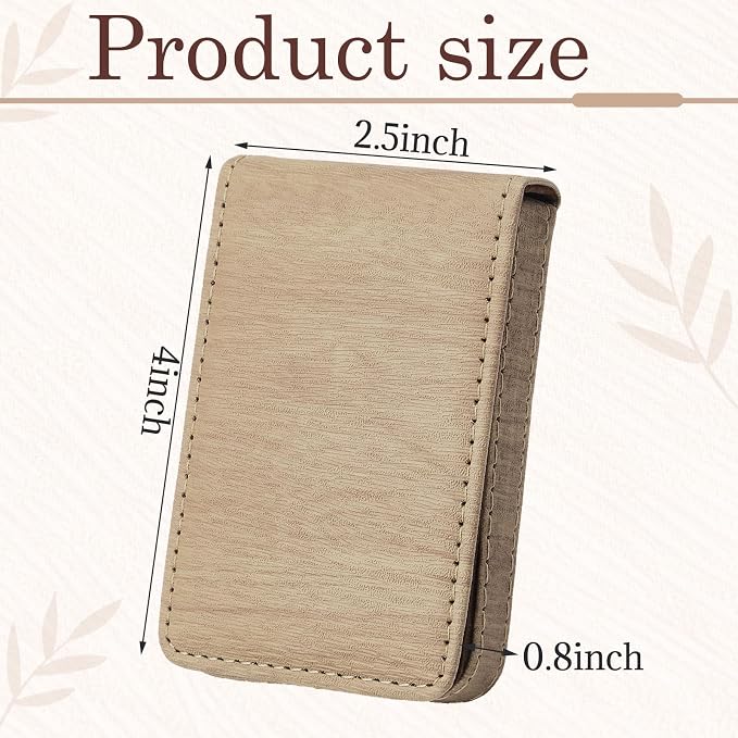 Outus 2 Pcs Business Card Holder, PU Leather Business Card Case Pocket Wallet with Magnetic Shut for Men Women(Wood,Classic)