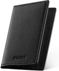 VULKIT Leather Business Card Holder 2 Sided Slim Business Name Card Organizer for Men or Women (Nappa Black)