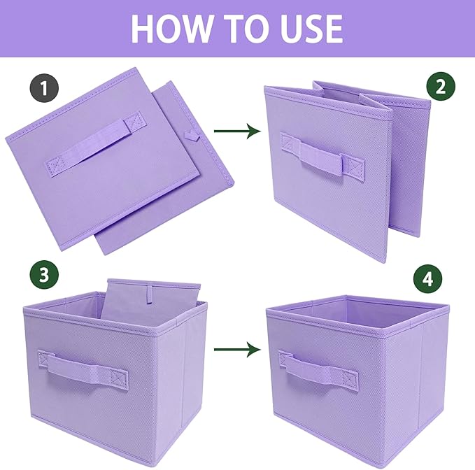EBIGIC Purple Cube Storage Bins 9.0"x7.5"x7.5" Mini Size Fabirc Foldable Closet Toy Organizer Collapsible Cloth