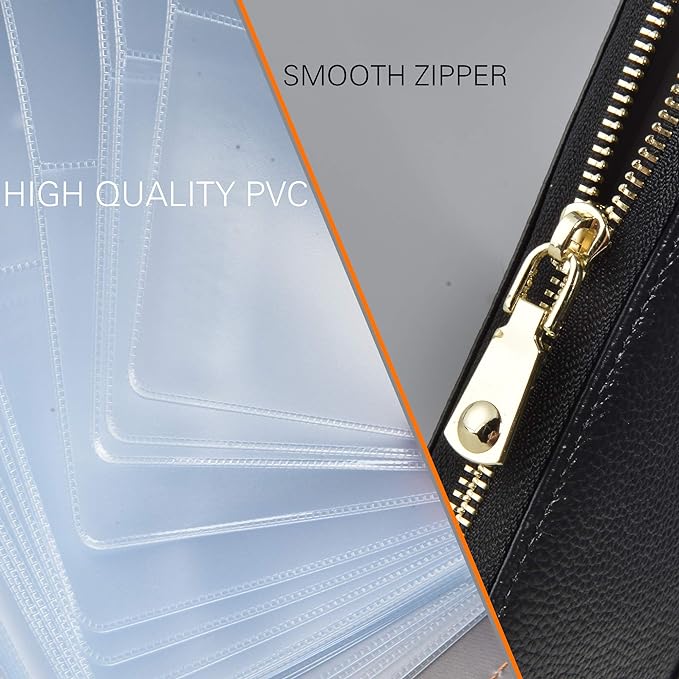 Easyoulife Credit Card Holder Wallet Womens Zipper Leather Case Purse RFID Blocking