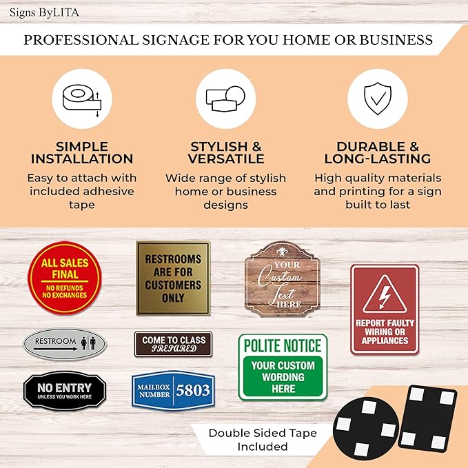 Signs ByLITA Fancy Storage Room Sign (Brushed Gold) - Medium 10 Pack