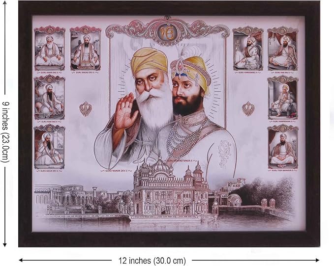 Lord Sikh Guru poster print with frame for Home Decor and Gifting Purpose (229-77)