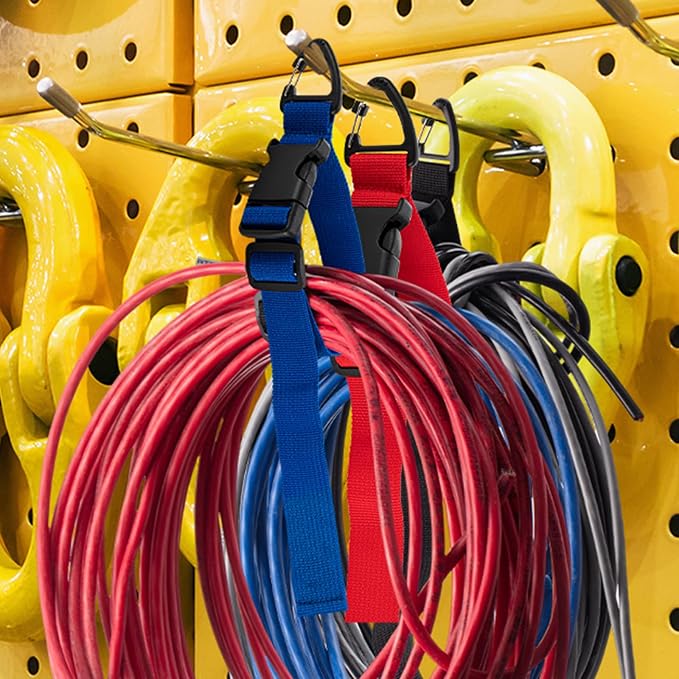12 Pack 17 Inch Adjustable Extension Cord Holder Organizer with Triangle Clips for Garage Organization and Storage Heavy Duty Extension Cord Hanger for Men Workshop (Multicolor)