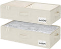 StorageWorks Under Bed Storage Containers with Handles and Label Holder, 2 Pack Ultra-thick Fabric Underbed Bins, Closet Organizer for Clothes, Blankets, Sweater