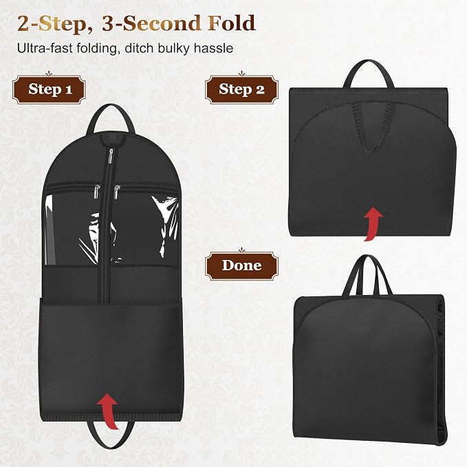 MISSLO 72" Wedding Dress Garment Bag for Travel with 4 Large Pockets Dress Bags for Gowns Long Heavy Duty Dresses Protector Bag for Closet Storage Clothing Covers for Hanging Clothes, Black