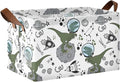 Outer Space Rocket and Dinosaur Storage Basket Foldable Cube Storage Bins with Handles&Label Waterproof Collapsible Organizer Box Bin Large Rectangle Decorative Baskets for Shelves Home Room Laundry