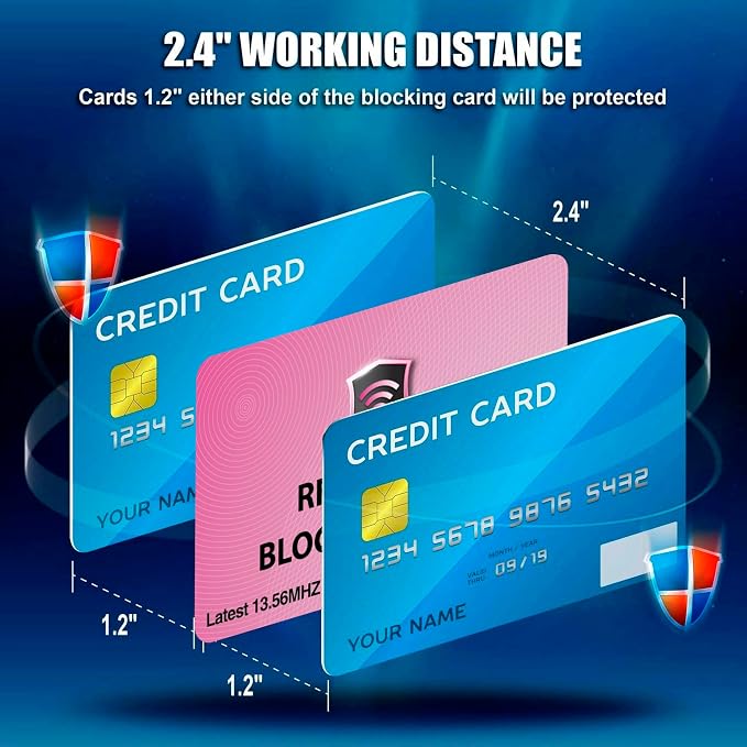 SaiTech IT 10 Pack RFID Blocking Card for Credit Debit ID Card, Pink | Slim Anti-Theft Contactless NFC RFID Blocker Protector, Easily Fit into Wallet and Purse, for Men & Women
