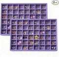 Large Velvet Jewelry Tray 2 Pack Stackable Jewelry Display Drawer Inserts Trays Organizer for Earring Bracelet Necklace Ring (Purple, 48 Grids)