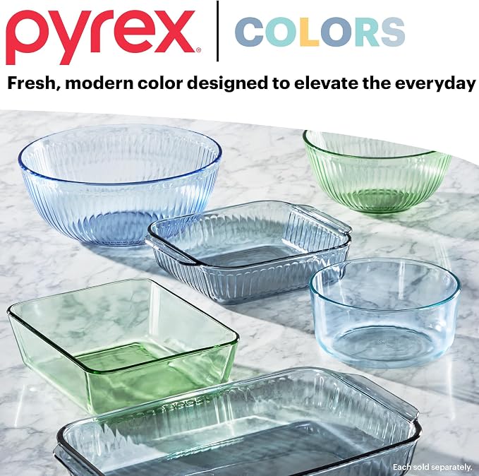 Pyrex Colors Tinted (6-PC Medium) Small/Medium Round Food Storage Container Set, Snug Fit Non-Toxic Plastic BPA-Free Lids, Freezer Dishwasher Microwave Safe, 2 Cup, 4 Cup & 7 Cup