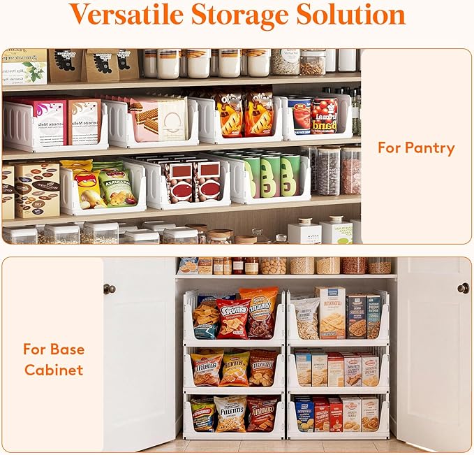 Lifewit 6 Pack Stackable Closet Organizers and Storage Basket for Clothes, Plastic Sweater Storage Bins for Wardrobe, Multifunctional Pants Organizer for RV, Pantry, Bathroom, Kitchen, Dorm, 24L