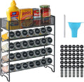 Skiileor Spice Rack Organizer with 28 Empty Spice Jars,Spice Labels,Chalk pen and Funnel Complete Set,Space-Saving for Countertop, Cabinet or Wall Mount