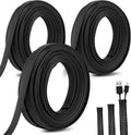 150 Feet 1/4, 1/2, 3/8 Inches Braided Wire Loom Automotive PET Cable Loom | Expandable Braided Sleeving Mesh Wire Loom for TV, Computer, Home Theater, Black