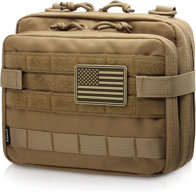 WYNEX Tactical Large Admin Molle Pouch of Double Layer Design EDC Organizer | Molle EDC EMT Utility Pouches with Map Sleeve Modular Tool Bag Large Capacity Flag Patch Included