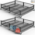 Under Bed Storage with Wheels – Heavy Duty Large Metal Storage Container (70lb load), Low Profile Rolling Organizer with Removable Rubber Wheels, Easy Access for Clothes, Shoes & Blankets