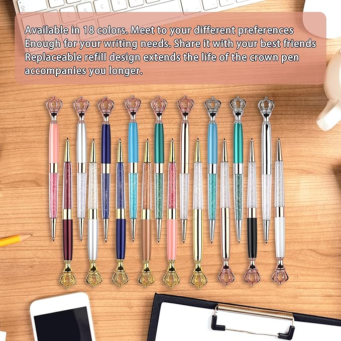 YOUMI Ballpoint pen, 3Pcs crown crystal metal pen, sparkling cute pen, Personalized Crystal Pens，Black Ink Glitter Diamond Pen for Note, Tab, Office School Stationery Supplies (set 6)