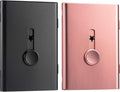 Tatuo 2 Pcs Black/rose Gold 2 Pack Thumb Drive Business Card Holder Stainless Steel Business name Card Case Portable Slide Out name holder Wallet Nice Design pocket for Men and Women