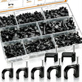mankk 630PCS Black Cable Clips Nail in Cable Clips Wire Clips 4/5/6/8/10mm Round & Square Ethernet Cables Wall Clips for Cords RG6 RG59 CAT5 CAT6 RJ45