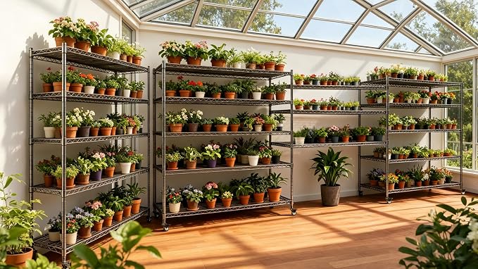 AIRAJ 6 Tier Wire Shelving 3 Pack | 46”W Storage Shelves with Wheels | 3600 LBS Metal Shelving Heavy Duty | Garage Shelving Units and Storage | Wire Rack Adjustable Layer Height | 46”W×18”D×80”H