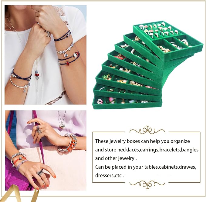 Jewelry Trays Organizer Set of 8 Stackable Jewellry Organizer Trays for Drawers Jewelryy Display Necklace Earring Bracelet