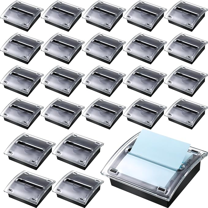 Mimorou 24 Pcs Pop Up Note Dispenser with Black Base Clear Top Acrylic Sticky Notes Holder Fit for 3 x 3 Inches Notes Sticky Note Dispenser for Desk School Office Home Store Memo Gift