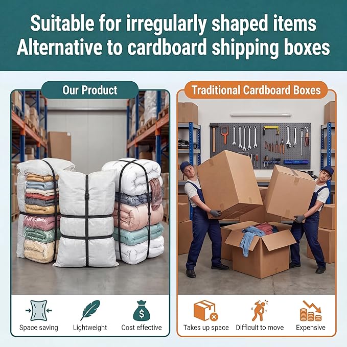 30 Sheets 40 x 54 Inch Clear Woven Polypropylene Packing Sheets, Laminated, Holds 100 lbs, Puncture and Tear Resistant, Alternative to Moving Boxes for Clothes, Shipping Irregular Shape Items