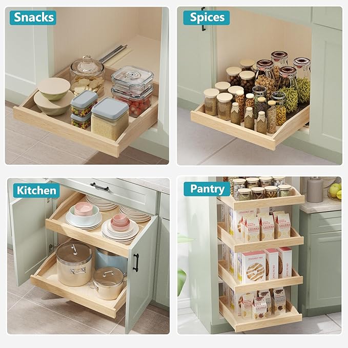 Pull Out Cabinet Drawer 25½” W x 21” D, Soft Close Pull Out Cabinet Organizer, Bottom Assembly