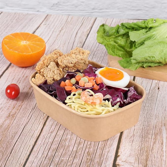 17 oz Disposable Kraft paper bowls with lids Food container 50 Pack