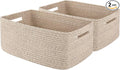 OIAHOMY Storage Basket for Shelves, Closet Cube Storage Bins Baskets for Clothes Blanket Towels, Baby Nursery, Toy Baskets Box, Woven Rope Basket, 15.75 * 11.81 * 7.09 IN, 2 Packs Brown