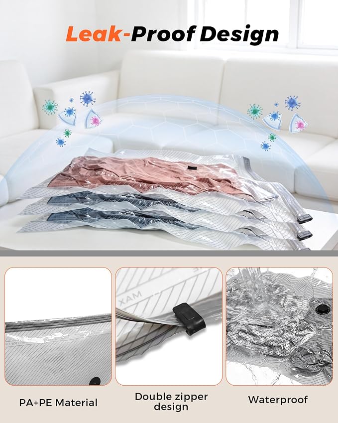 15 Pack Vacuum seal Bags for Clothing Travel with Power Pump and Luggage Scale, Space Saver Compression Bags for Suitcase, Travel Essentials to Monitor Luggage Weight & Avoid Overweight Fees(White)