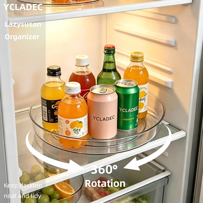 3 Pack Lazy Susan Turntable Organizer Pantry Cabinet 11.5" 10.6" | Pantry Organization and Storage Spice Rack Fridge Rotating Condiment Tray Spinner for Kitchen Bathroom Makeup Cosmetic Clear