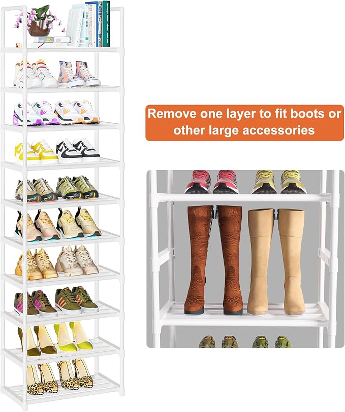 OYREL Sturdy Metal Shoe Rack Organizer, Narrow Shelf Stand for Closets