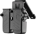 Universal Double Magazine Pouch Fit 9mm 10mm .40 .45 Caliber Dual & Single Stack Magazines, Black