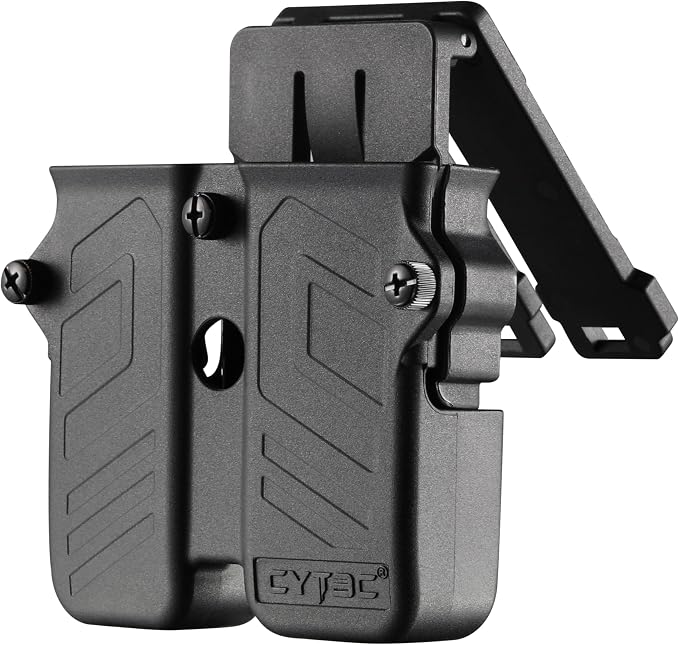 Universal Double Magazine Pouch Fit 9mm 10mm .40 .45 Caliber Dual & Single Stack Magazines, Black
