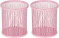 EasyPAG Pencil Holder for Desk, 2 Pack Metal Pen Organizer, Mesh Pencil Cup Organizer for Home, Office, Classroom, School, Pink