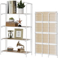 Crofy 4-Tier Wider Foldable Bookshelf, White Frame & White Oak Shelves | No-Assembly Collapsible Portable Storage Organizer; Sturdy White Oak Finish Shelves; Ideal for Living Room & Home Office
