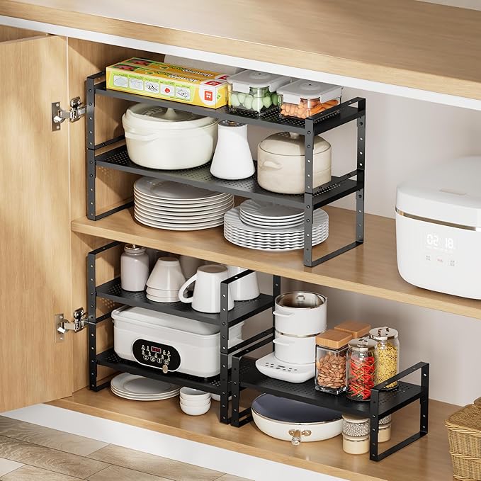 Multi-Functional Metal Shoe Rack, Space-Saving, Perfect for Entryway, Closet, Bathroom, etc. - Sturdy and Durable, High Weight Capacity（2PACKS/Black/Large